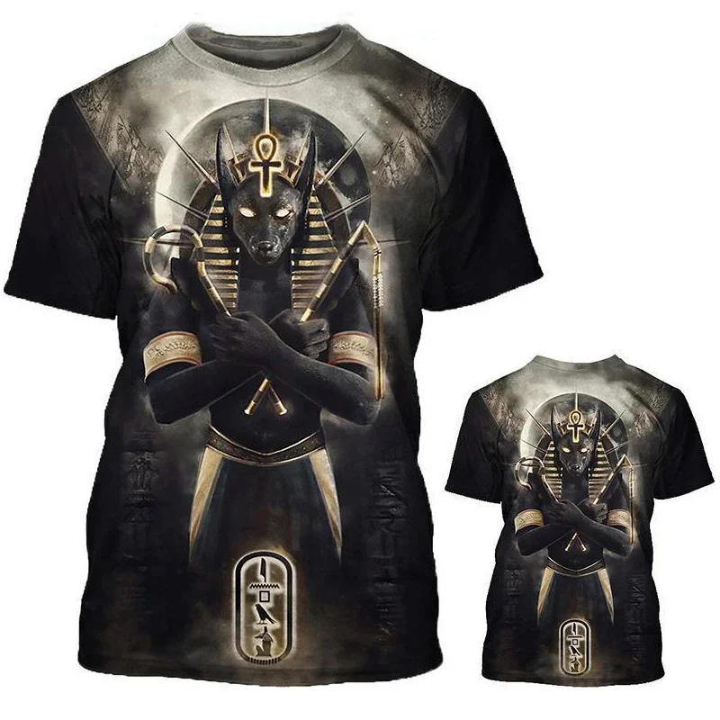 Egyptian Pharaoh Pattern T-Shirt For Men Retro 3D Printed T Shirts Summer Street Short Sleeve Tees Crew Neck Loose T Shirt