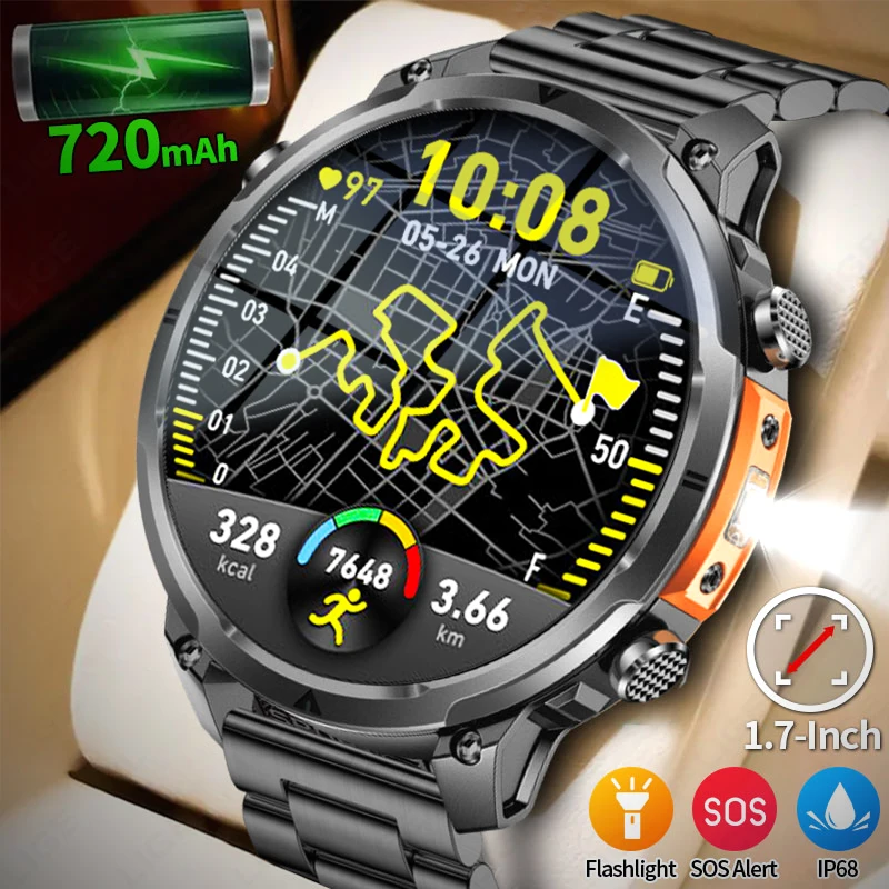 

LIGE New Sports GPS Tracker Smart Watch 720mAh Battery Bluetooth Call Outdoor Compass IP68 Waterproof Health Monitor Smartwatch