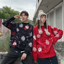 Couple Christmas Sweaters for Men and Women Autumn Winter Thicken Loose Pullover Outwear