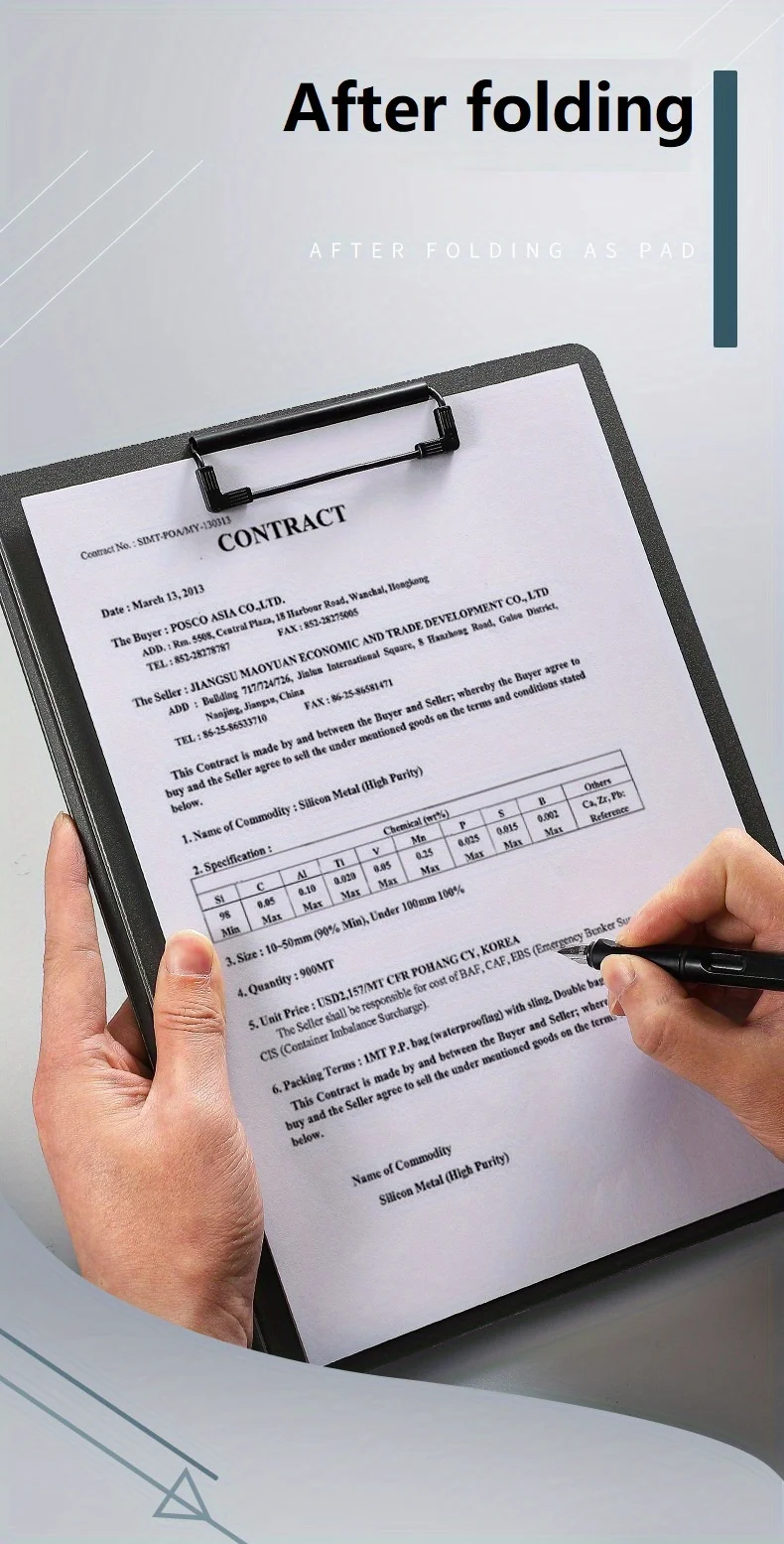 1 Stück A4-Aktenordner, Dokumenten-Organizer, Klemmbrett mit Einband, Papierordner für Unternehmen und Schule, Schreibwaren und Bürobedarf – Detail 5