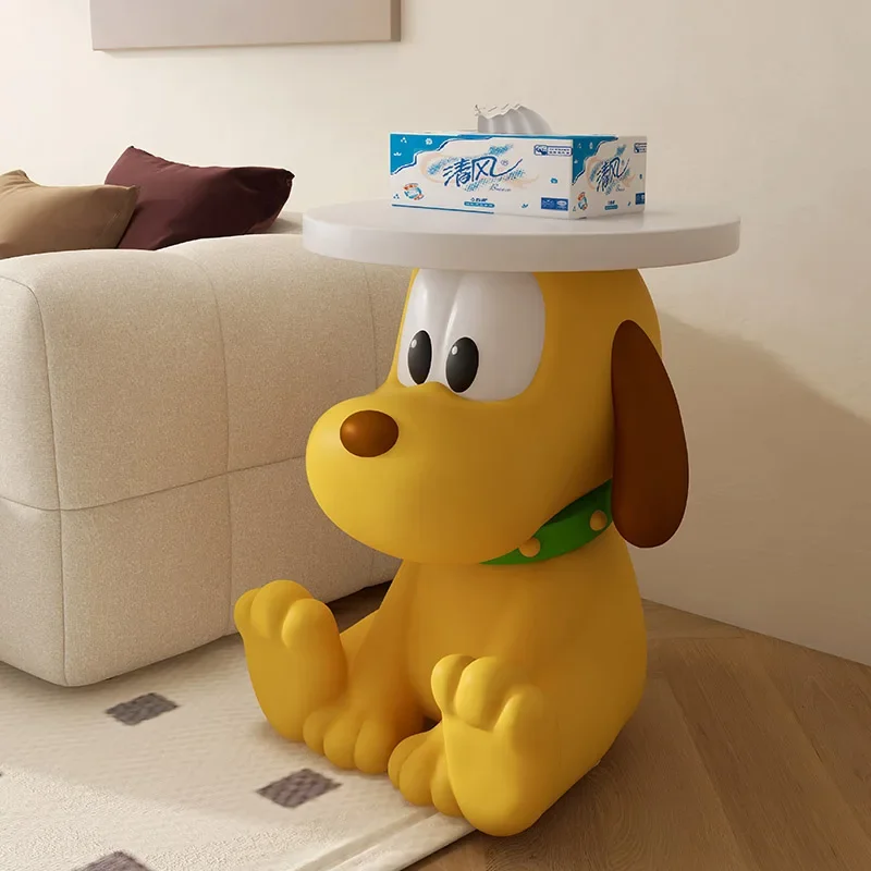 Sculpture Yellow Dog Tea Table Home Living Room Sofa Corner Table Floor Decoration Bedroom Bedside Cabinet Furniture Customized