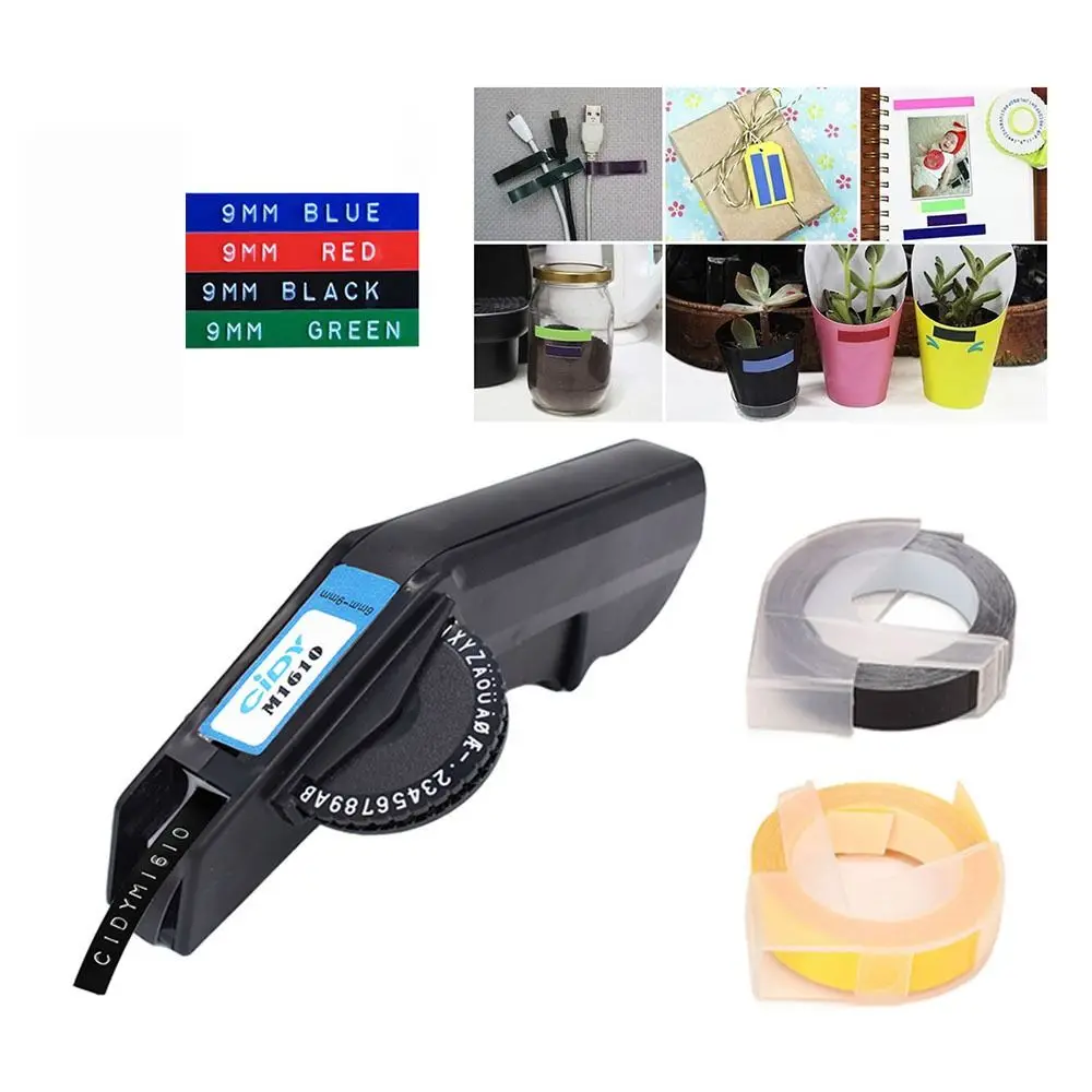 Plastic Embossing Label Maker Black Manual Raised Label Maker Portable Handheld Raised Lettering Handheld Label Printer