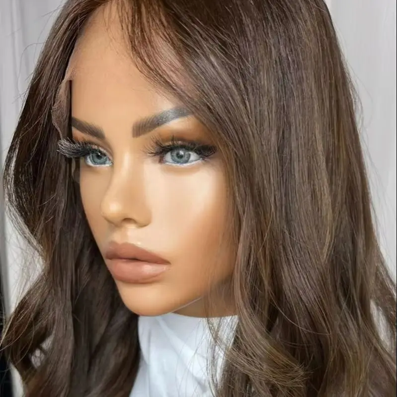 

Темно-коричневый HD парик фронта шнурка Высококачественный парик Бесклеевой длинный волнистый синтетический парик шнурка для женщин Предварительно выщипанная линия волос Ежедневная вечеринка