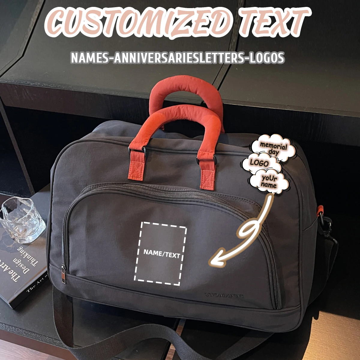 

Customized Logo Large-Capacity Short-Distance Travel Bag Business Trip Luggage Storage Bag Lightweight Travel Handbag DIY