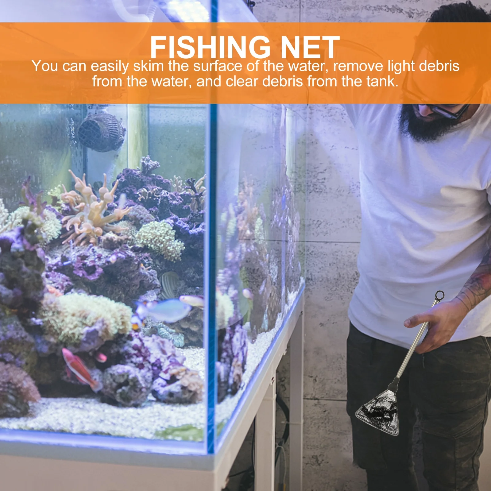 

Extendable Handle Fish Net Stainless Steel Aquarium Net for Shrimp Guppies Small Fish Tank Cleaning Skimmer Tool