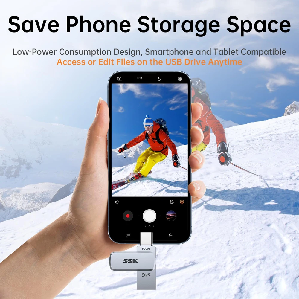 SSK Dual USB Flash Drive 64GB 128GB 256GB Thumb Drive with Type-C and USB A USB Memory Stick for Smartphones Tablets Mac Laptop
