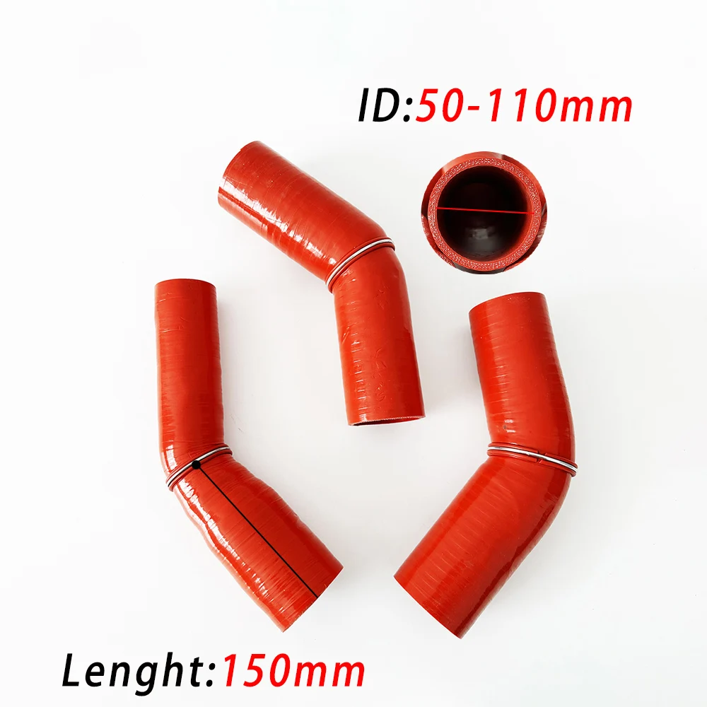 45 Degree ID50-110mm Variable Diameter Silicone Hose Reinforced Turbocharger Intercooler Tube for Automotive Intake System