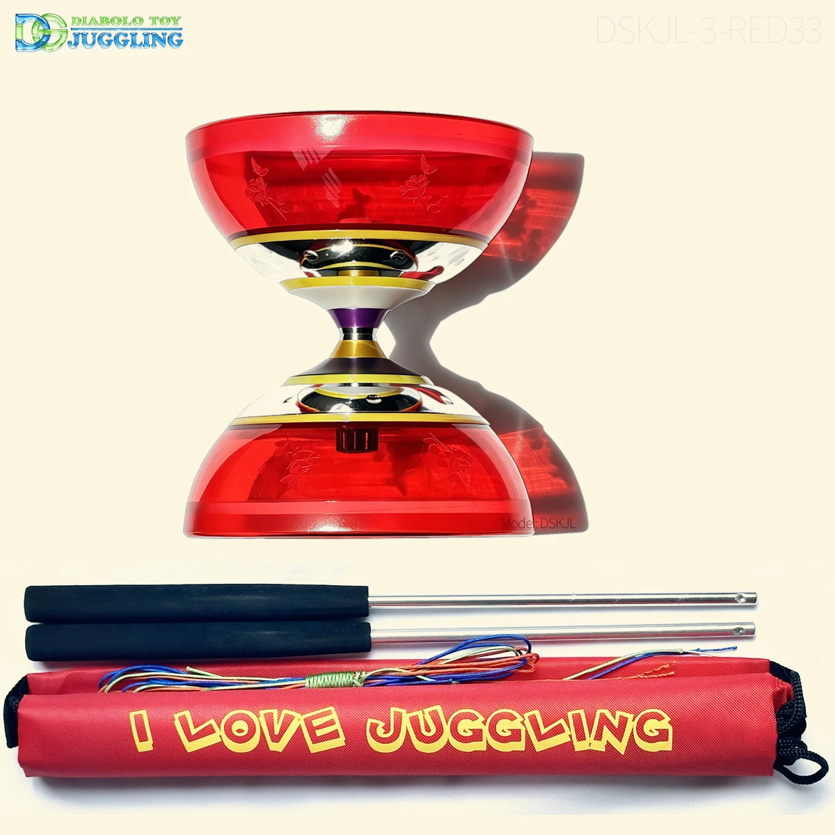 Professional Grade Tri Bearings Chinese Yoyo Set - Kongzhu Diabolo with Sticks Bag And Strings for Yoyo Enthusiasts
