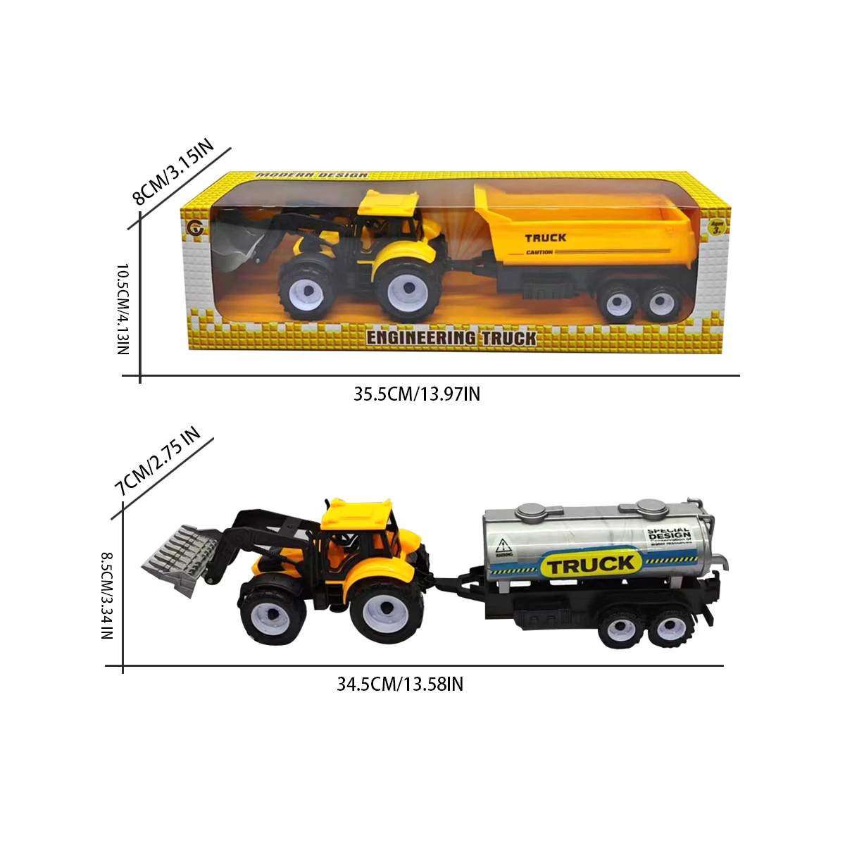 Brinquedo de veículo de engenharia infantil grande, trator encaixotado, função de inércia com betta Farmer Car Tanque de óleo de madeira