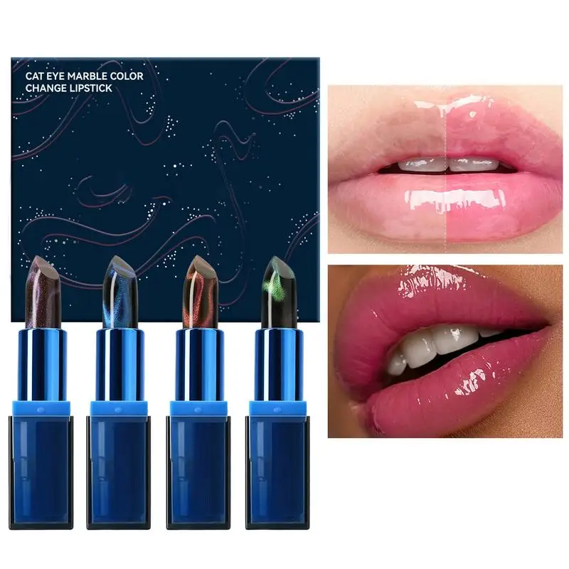 

4pcs Changing Lip Balm Color Changing Lipstick Jelly Lipstick Long Lasting Nutritious Lip Balm Lips Moisturizer lip care