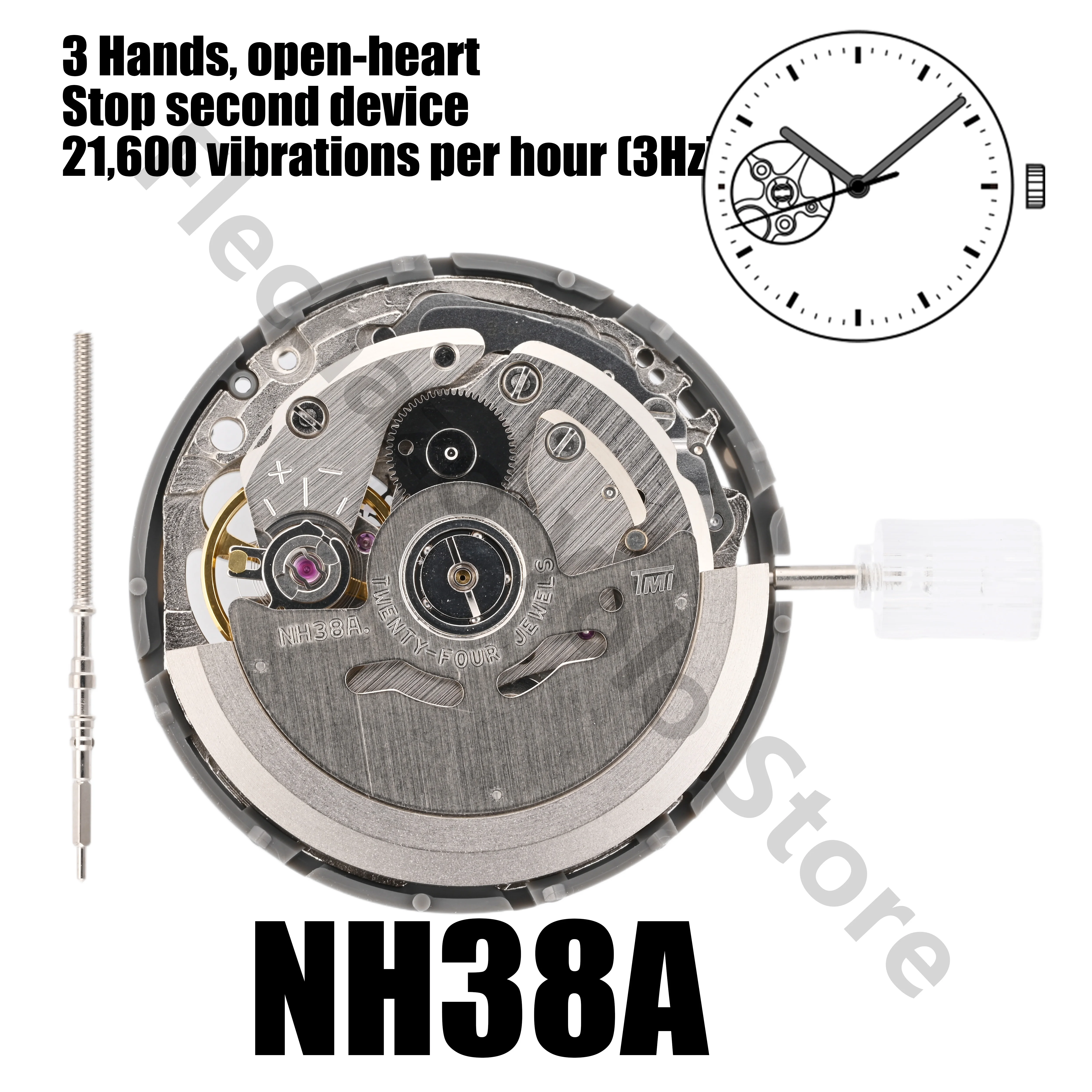 NH38A Movement Mechanical Movement Mod Automatic Watch Mechanism 24 Jewels High Accuracy NH38 Top Repair Parts