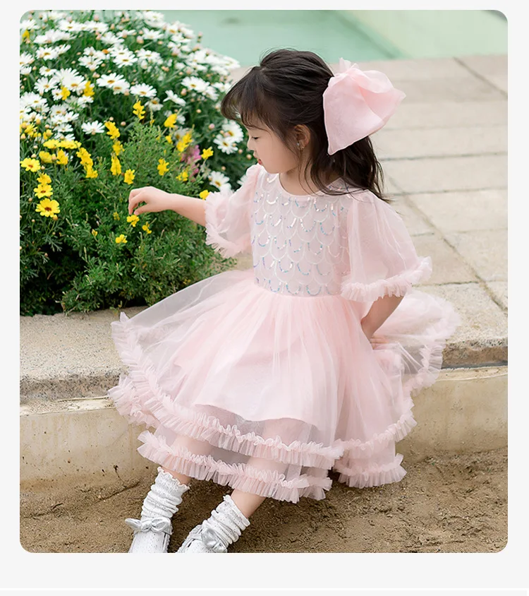 Baby Mädchen Prinzessin Tutu Kleid Kleinkind Kleinkind Schmetterling Puff Ärmel Kind Tüll Vestido Festzug Party Geburtstag Baby Kleidung l099 – Detail 9