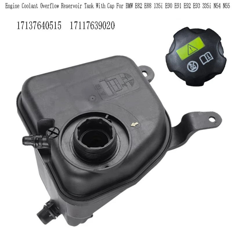 Super Sale 17137640515 Engine Coolant Overflow Reservoir Tank with Cap for BMW E82 E88 135i E90 E91 E92 E93 335i N54N55 17117639