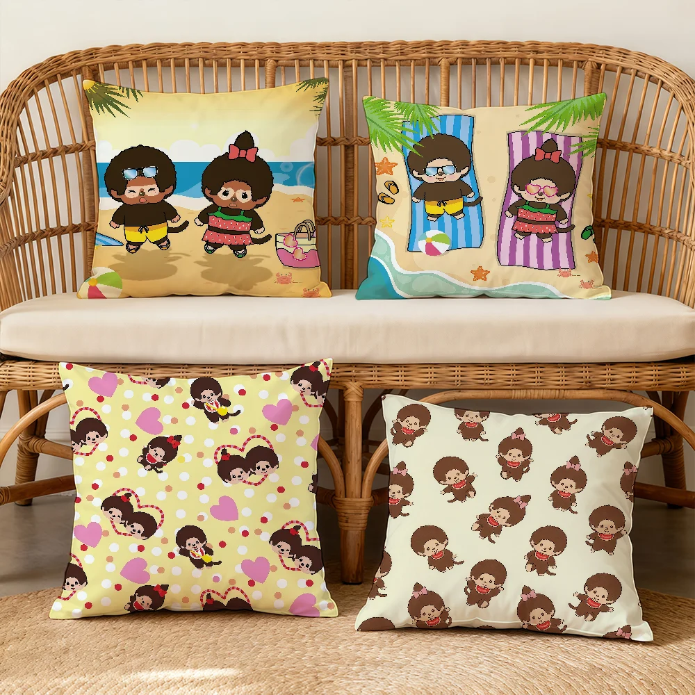 CUTE CARTOON M-MonchichiS Cushion Cover Square Decorative Throw Pillow Case Sofa Bed Living Room Anniversary Gifts