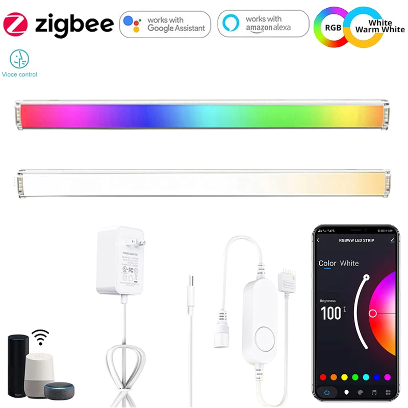 

DC12V Zigbee3.0 Tuya Smart Under Cabinets LED Lights Set RGB/CCT Dimmable Light Tube Kitchen Bedroom Decor DIY APP/Voice Control