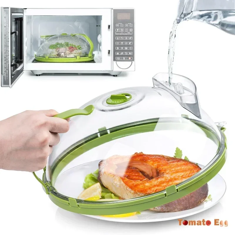 

High Quality Microwave Food Cover Transparent Microwave Splash Guard Cover with Vent and Handle 10in Plate Cover Kitchen Gadgets