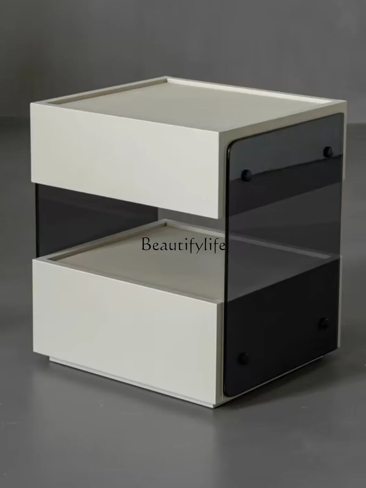 Italian Minimalist Bedside Table Nordic Style Suspension Modern Minimalist Glass Bedside Storage Storage Cabinet
