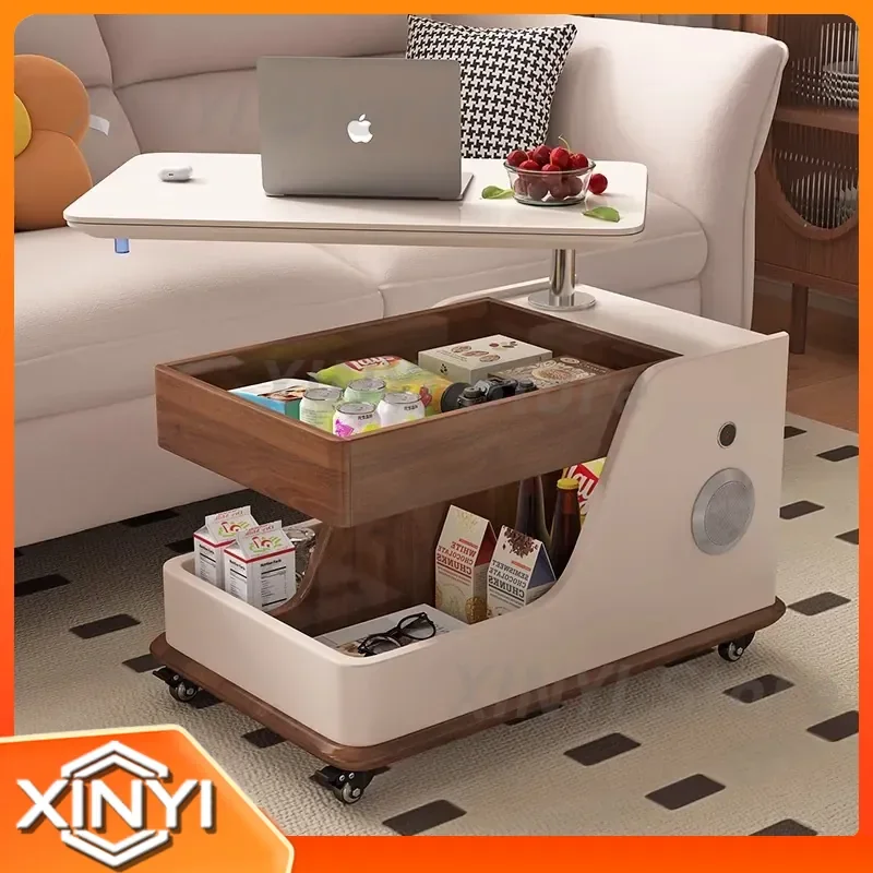Lifting Coffee Table for Small Apartments Living Room Sofa Side Tea Table Light Luxury Movable Household Trolley with Wheels