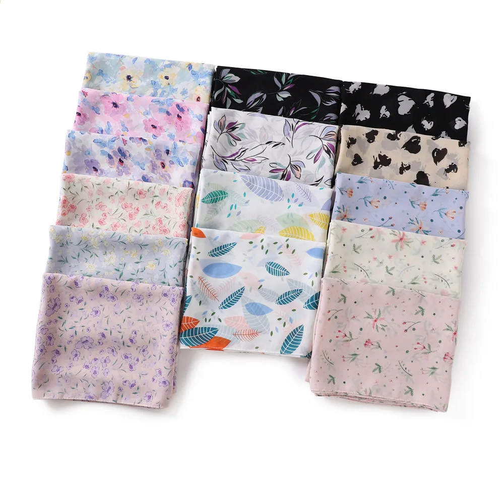 

66 Colors Printed Chiffon Hijab Scarf Pearl Chiffon Shawl Fresh Small Floral Polka Dot Sunscreen Silk Scarf Turbans for Women