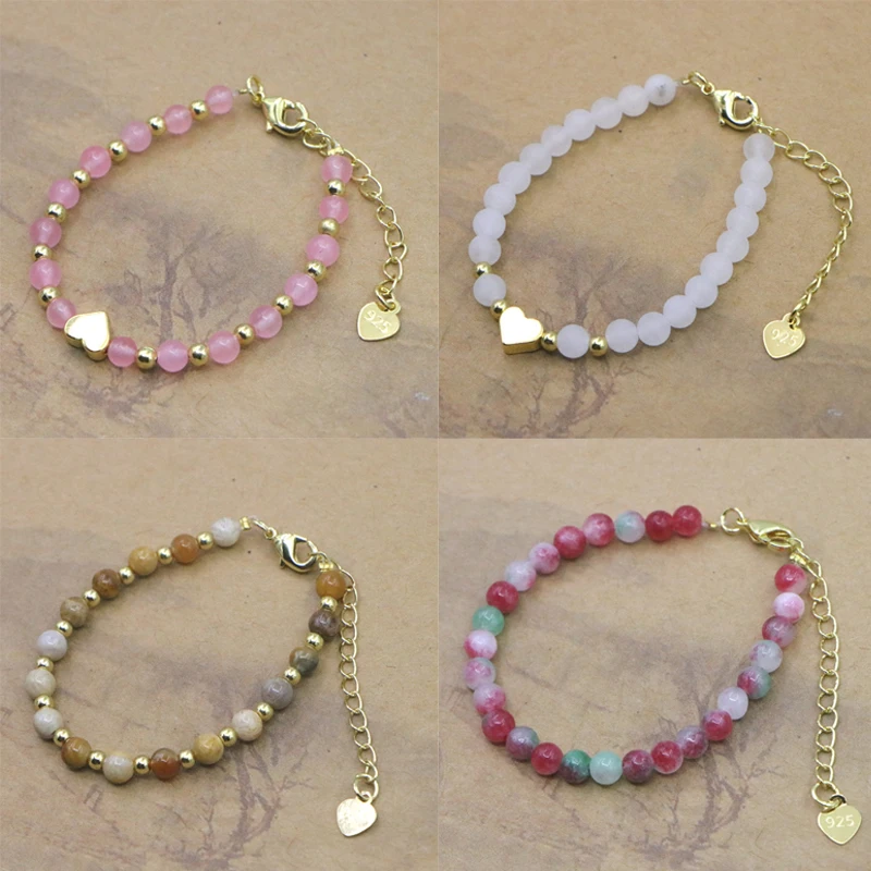 جميل موضة الحجر الطبيعي سوار مُزين بالخرز للنساء الفتيات شخصية بسيطة قابل للتعديل سوار مجوهرات اكسسوارات هدايا