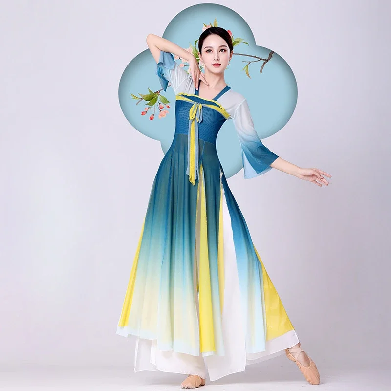 

Classical Dance Costume Gradual Suit Fairy Daily Practice Dress Loose Flowing Gauze Chinese Dance Performance Stag Dancewear