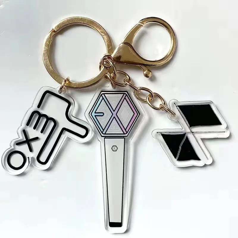 KPOP TWICE EXO Ateez Creative Three-Piece Keyring Acrylic Keychain Three Piece Set Pendant Accessories For Fans Gifts