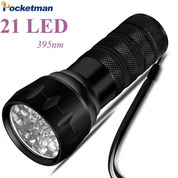 9/21 LED UV Flashlight 395nm Black Light Flashlights Mini Ultraviolet Torch UV Light Detector for Pet Urine Stain Scorpion