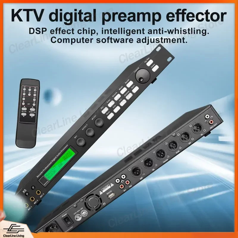 Professional Digital Karaoke Effects Processor KTV Audio System DSP Reverb Echo Mixer Sound Card for Home Party Stage