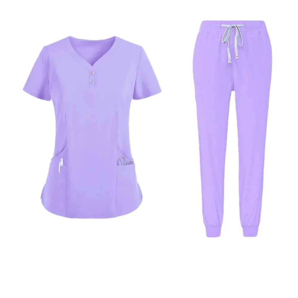 

New Beauty Salon Medical Dental Short Sleeve Handwashing Split Set Button Children's Nurse Clothes