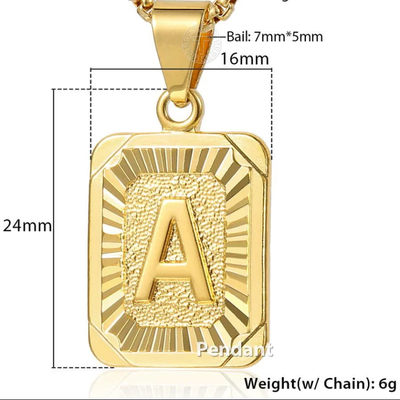 Initial Letter Pendant for Men Women Gold Color A J Z Letter Pendant Necklace Davieslee Fashion Jewelry DGPM05