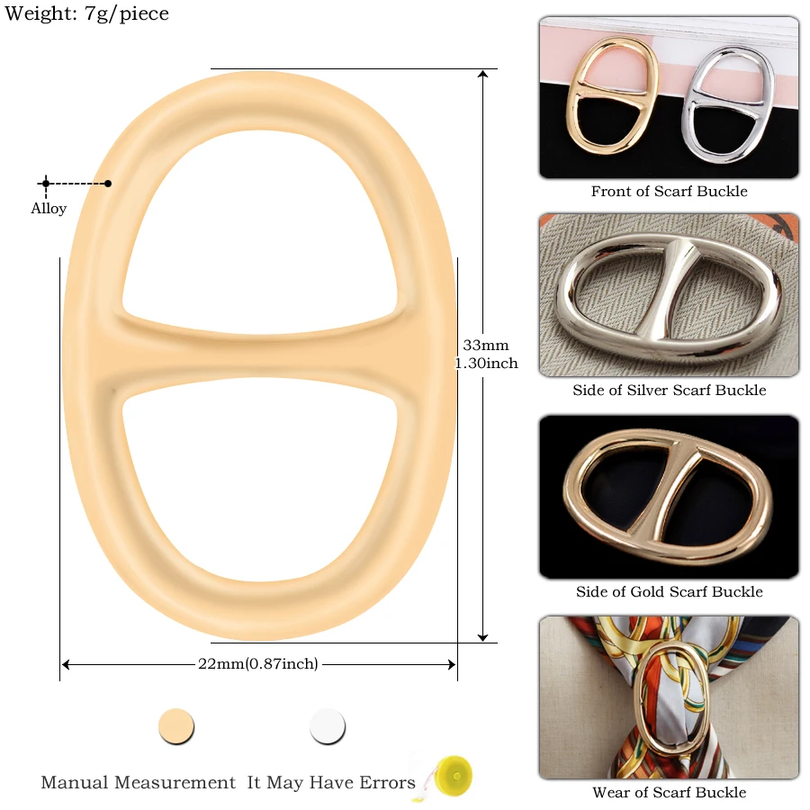 Simplicity Fashion Silk Scarf Buckle Ring Clip Brooches for Women Accessories T-shirt Tie Clips Clothing Ring Round Circle Clips