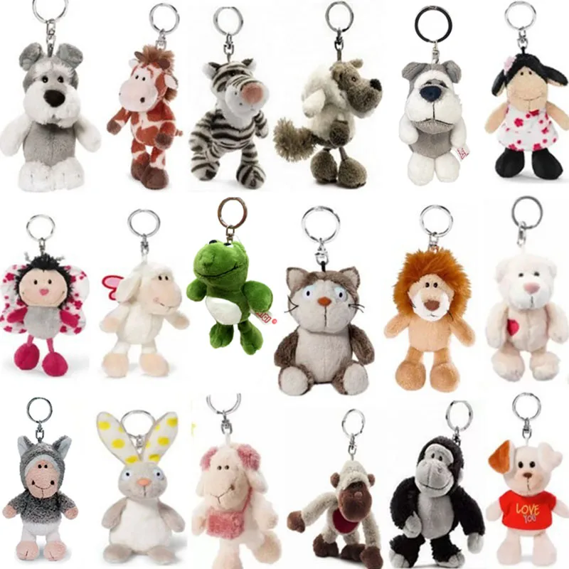 Cartoon Animal Schnauzer Dog Lion Tiger Sheep Frog Monkey Pendant Bag Decoration Key Chain Plush Toy Stuffed Doll Girl Boy Gift