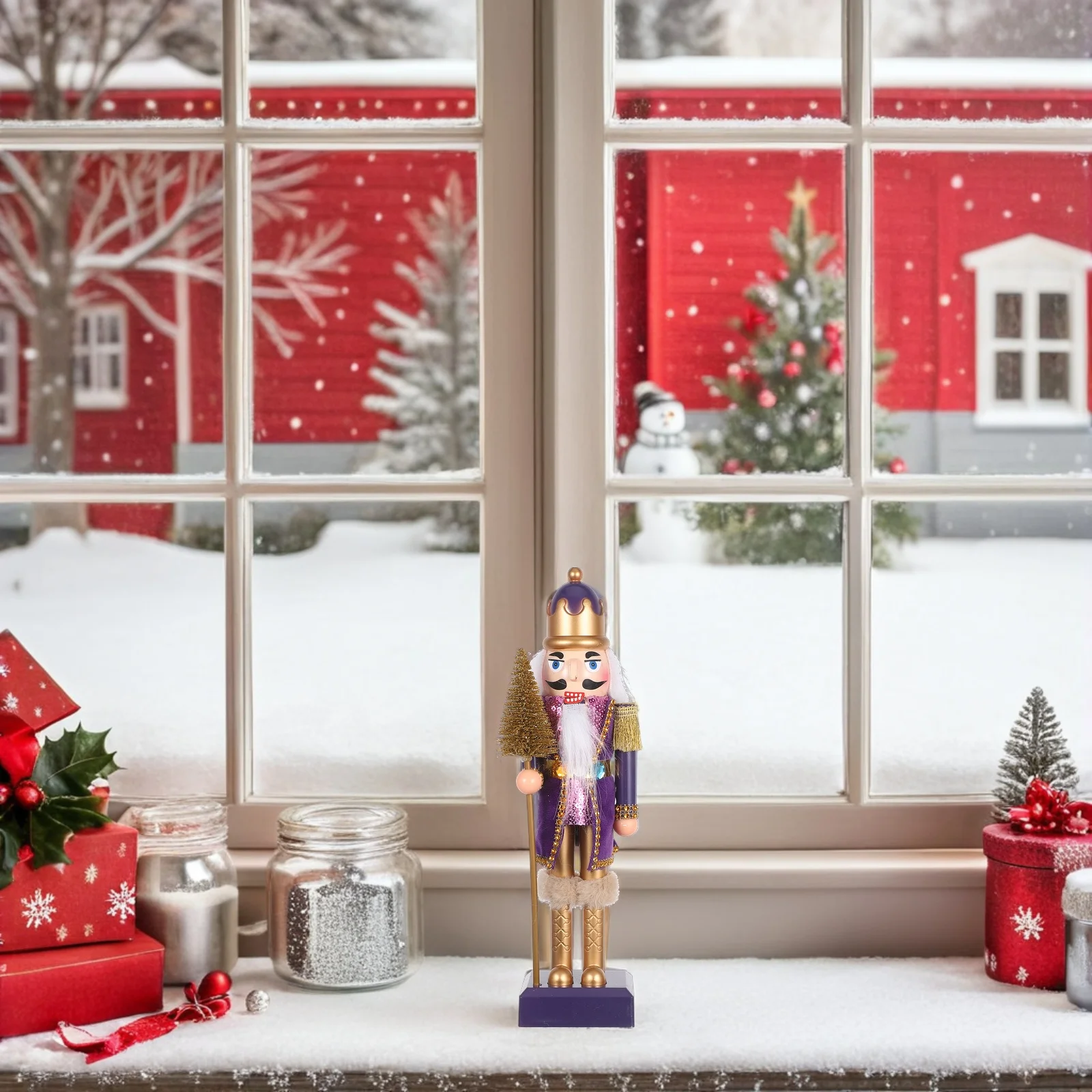 

11 Inch Christmas Nutcracker Lifelike Soldier Design Plastic Cloth Desktop Holiday Decoration Nutcracker Soldier Home