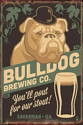 Kexle Vintage Custom Metal Signs 12 x 16 - Bulldog Brewing co Chic Art Wall Decort Home Yard Signs Bar Hotel Cafe Pub resta sign