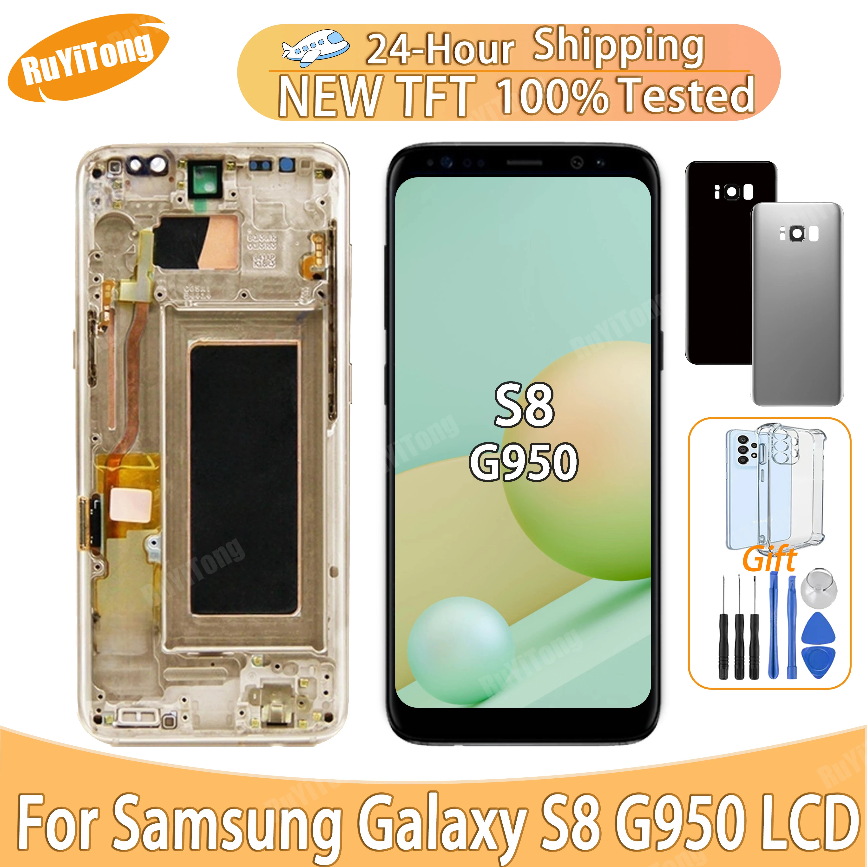 100% Test TFT Quality For Samsung Galaxy S8 G950 G950F LCD Display Touch Screen Digitizer Assembly Display Without Fingerprints