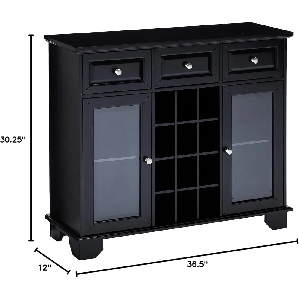 Brand Furniture Buffet Server Sideboard Cabinet with Wine Storage, Black