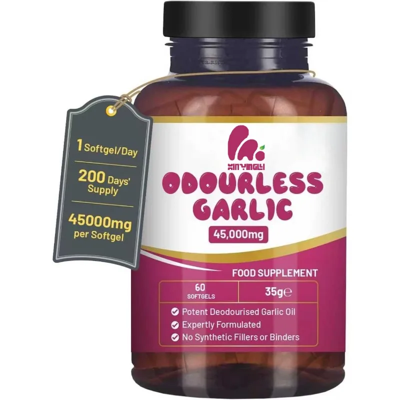 

Odorless Garlic Capsules -60 Soft Capsules Cold Pressed and Deodorizing Garlic Oil Extract