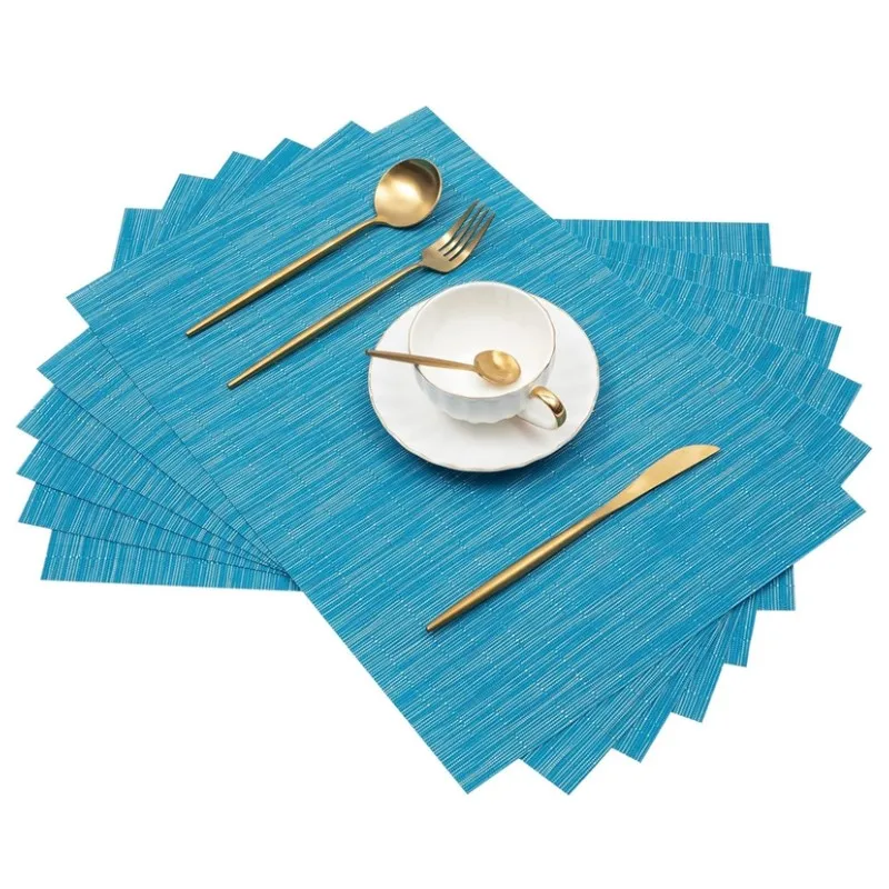 1/4/10PCS Blue Square Braided Non-Slip Table Mats Nordic Wov
