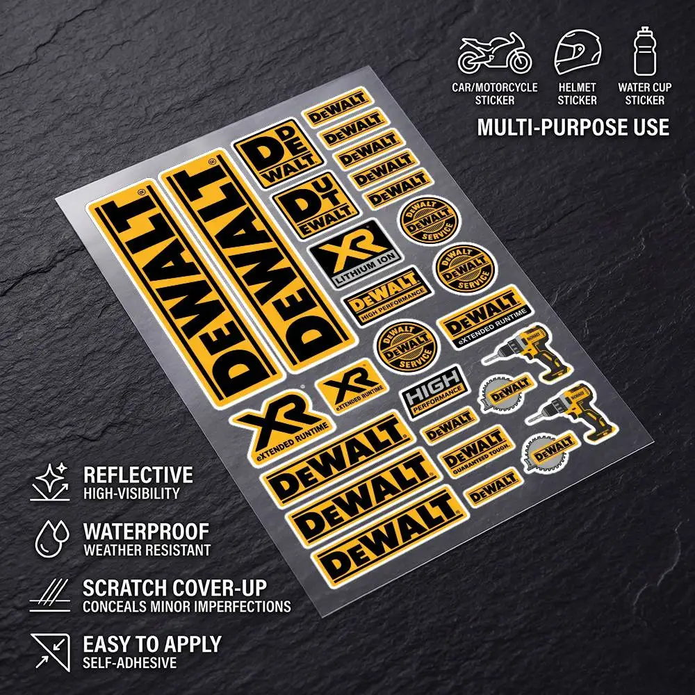 

FOR DEWALT All Purpose Reflective Waterproof Scratch Blocker Decal Car Bike Helmet Cup Refrigerator Decorative Stickers