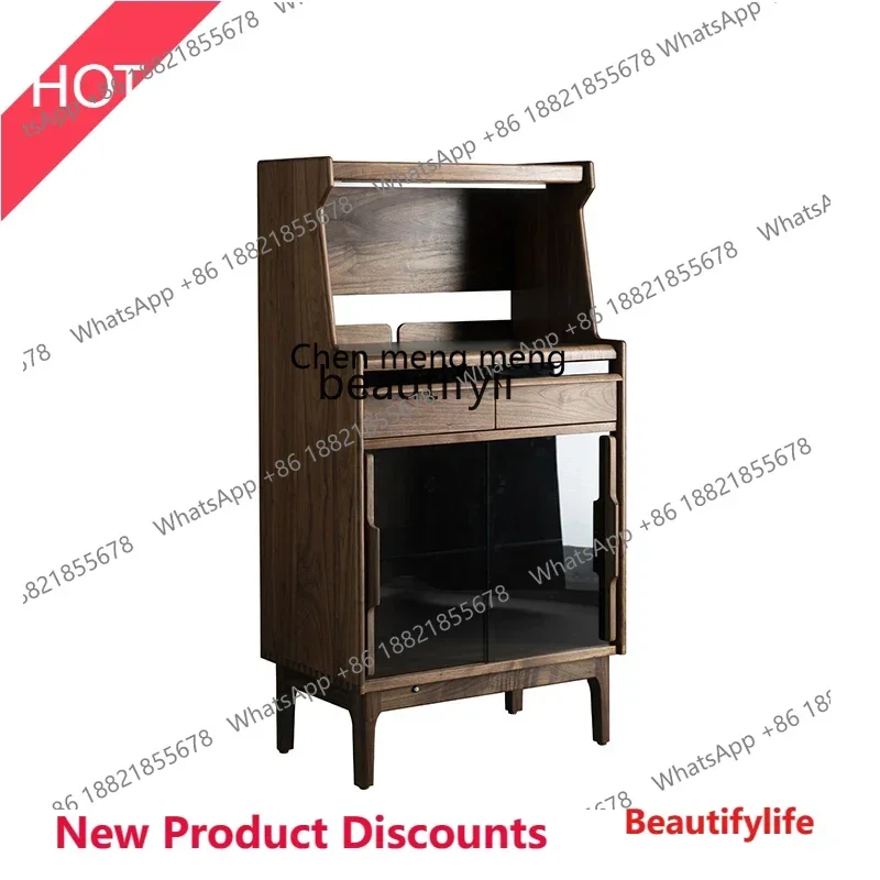 

z11North American black walnut dining side cabinet Nordic, living room multi-functional slate storage tea, wine cabinet