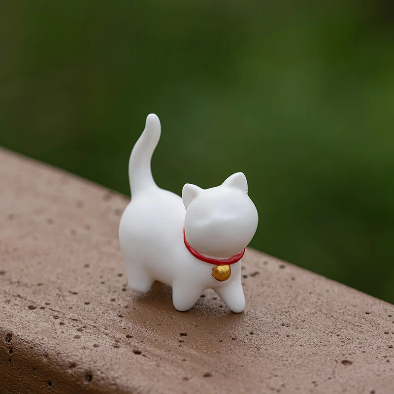 Modern Ceramic Crafts Creative Mini Cute Small Cute Cat Home Decorations Desktop Small Ornaments Blanc De Chine