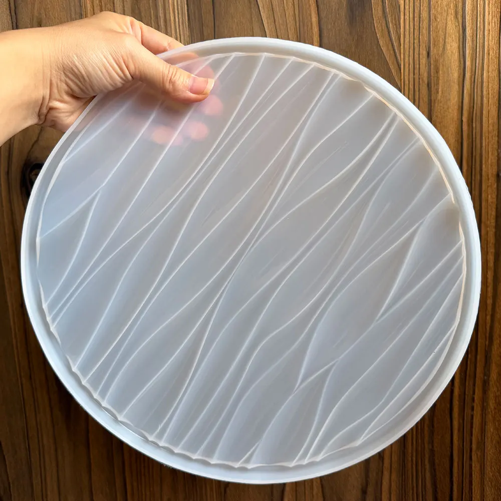 Large Round Tray Silicone Mold Wave Cement Plaster Tray Molds Epoxy Resin Jewelry Display Tray Mould DIY Home Decoration Making view 5