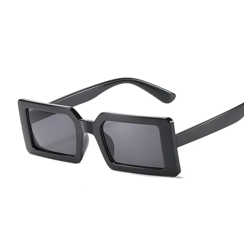 Gafas de sol cuadradas pequeñas con montura Hick para hombre y mujer, gafas de sol rectangulares estrechas retro de moda con protección UV400, gafas de moda con montura de plástico gruesa y llamativa, accesorio vintage de estilo hip hop, lentes grises oscuros que bloquean los rayos UVA y UVB