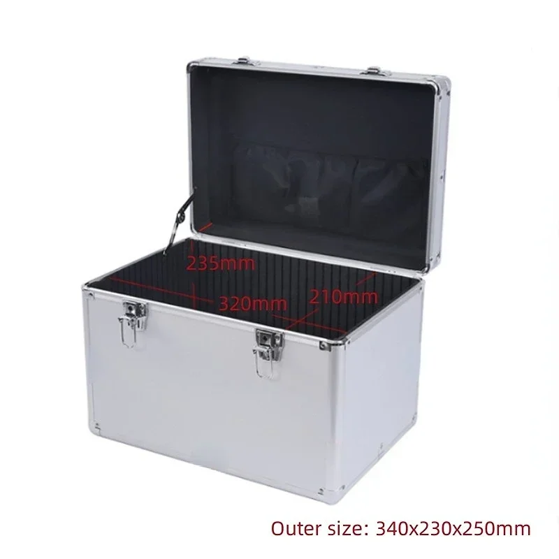 Hardware Toolbox Aluminum Alloy Large Storage Suitcase Shockproof Cotton Partition with Lock Pre Cut Foam Tool Organizer Box