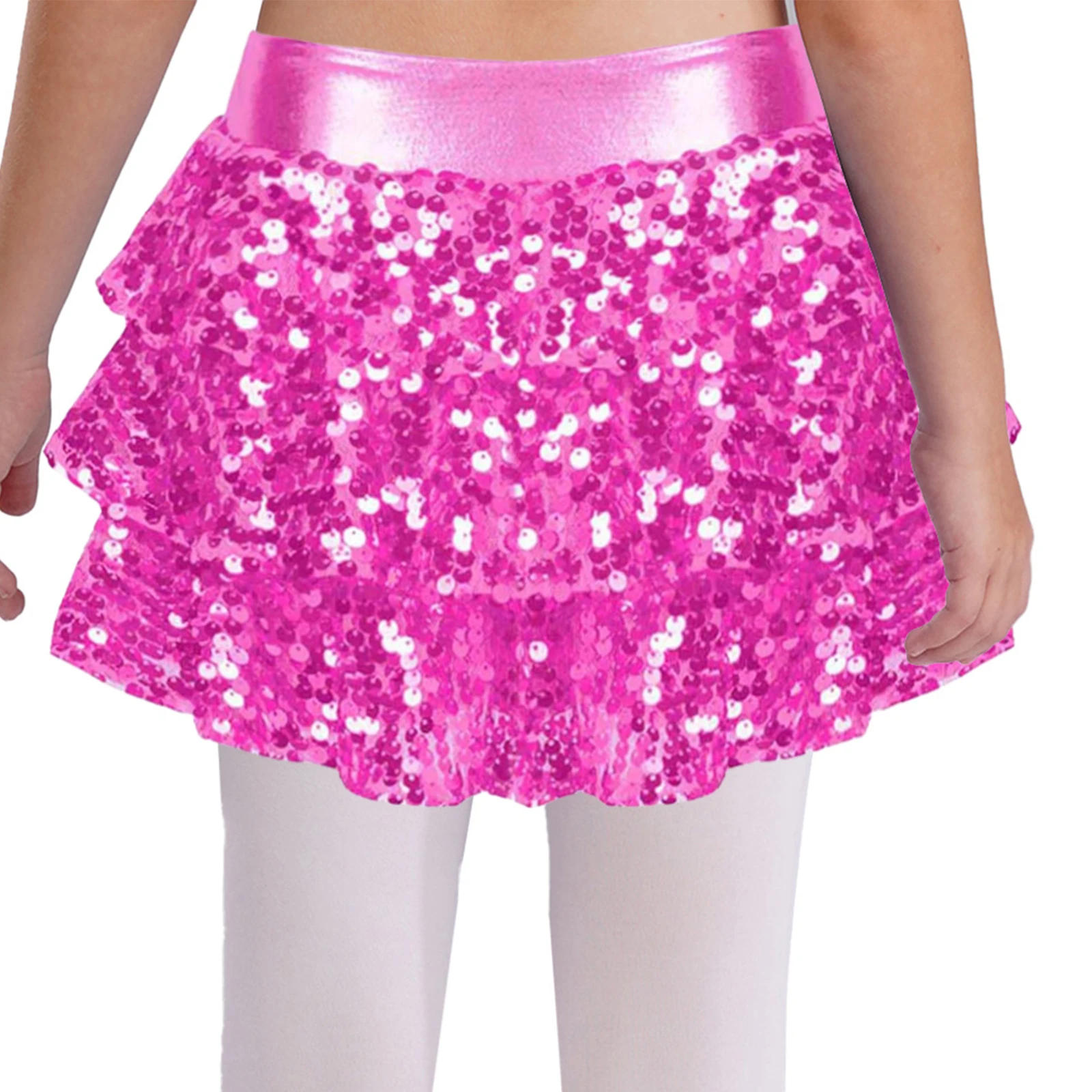 Kinder Mädchen Glänzende Pailletten Tiered Rüschen Latin Jazz Rock Shorts Metallic Culottes Hip Hop JAZZ Dance Bühnenkostüm – Detail 13