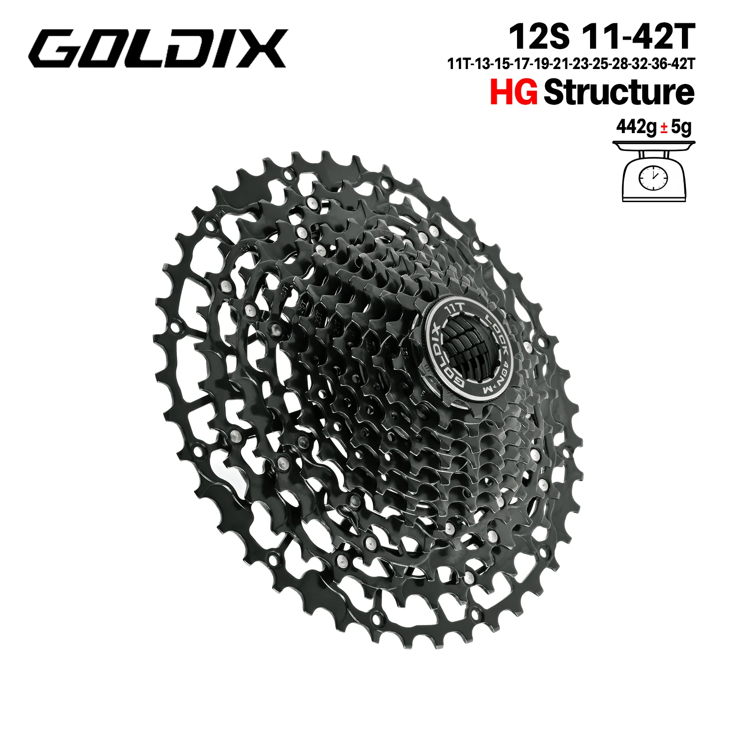 GOLDIX Ultralight Fiets Cassette Vrijloop Koolstofstaal Materiaal 9/10/11/12/13 Speed HG Structuur Tandwiel voor Mountainbike