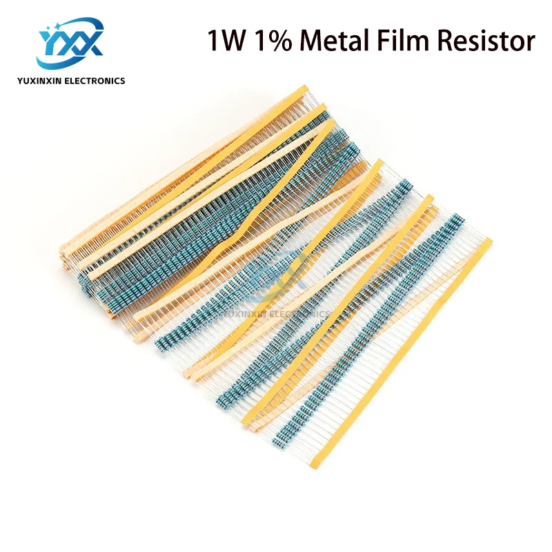 20pcs 1W 금속 필름 저항기 1% 0.1R-10M 10R 22R 47R 100R 330R 1K 4.7K 10K 22K 47K 100K 330K 470K 1 2 10 22 47 100 330 1M 옴