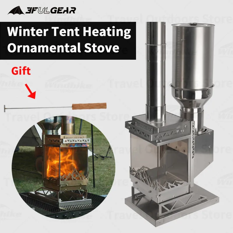 3F UL GEAR Outdoor Winter Pellet Fuel Heating Stove Fuel Bins Multifunctional Ornamental Stove Camping Tent Warm Firewood Stove