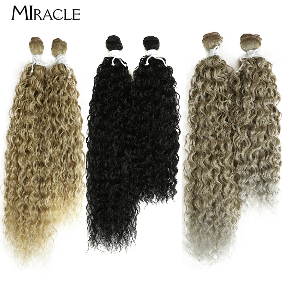 MIRACLE 2PCS Curly Hair Extensions 18'' 22'' Synthetic Hair Bundles Cosplay Hair Weaving Women Natural Weave Hairpiece