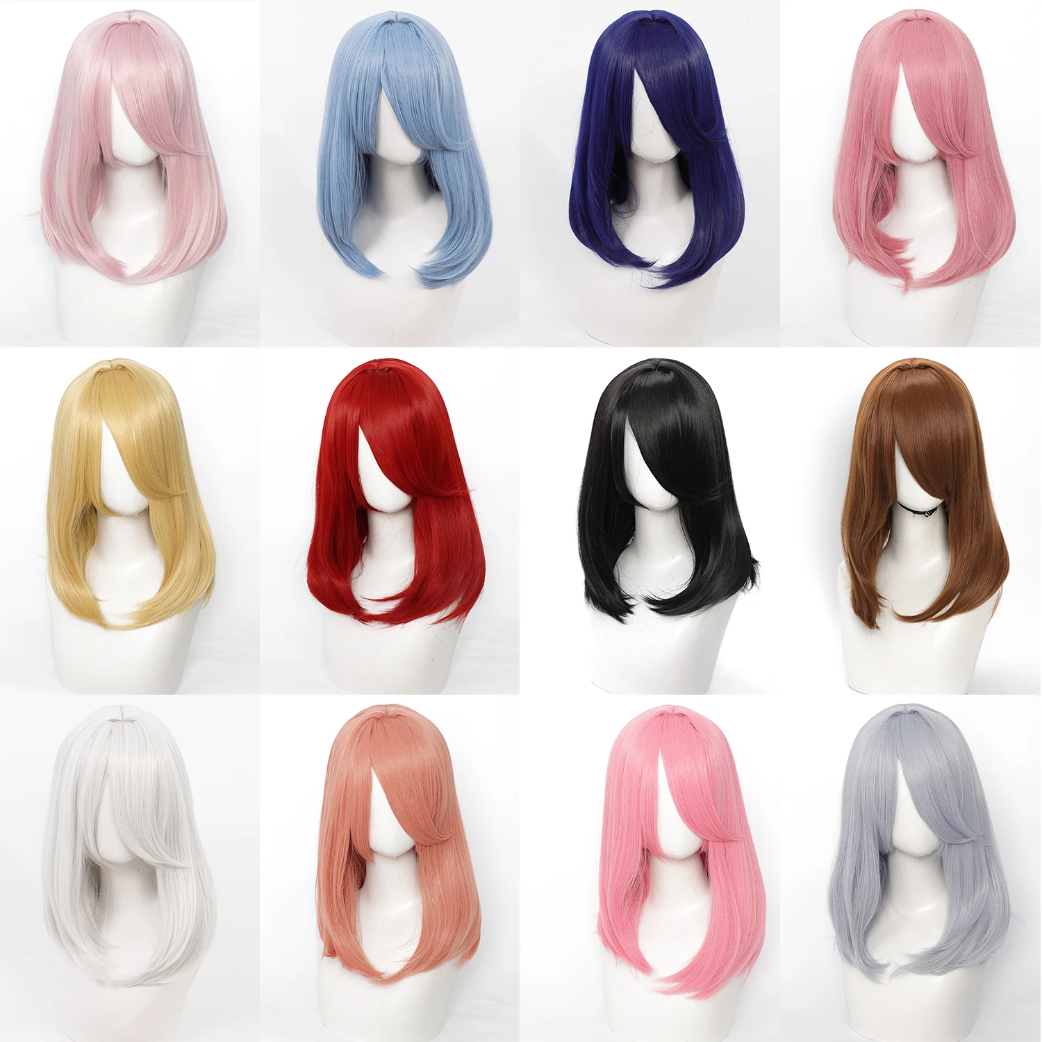

18 Inch Extra Long Straight Hair Wig With Bangs Synthetic Heat-Resistant Suitable For Women Cosplay Wigs
